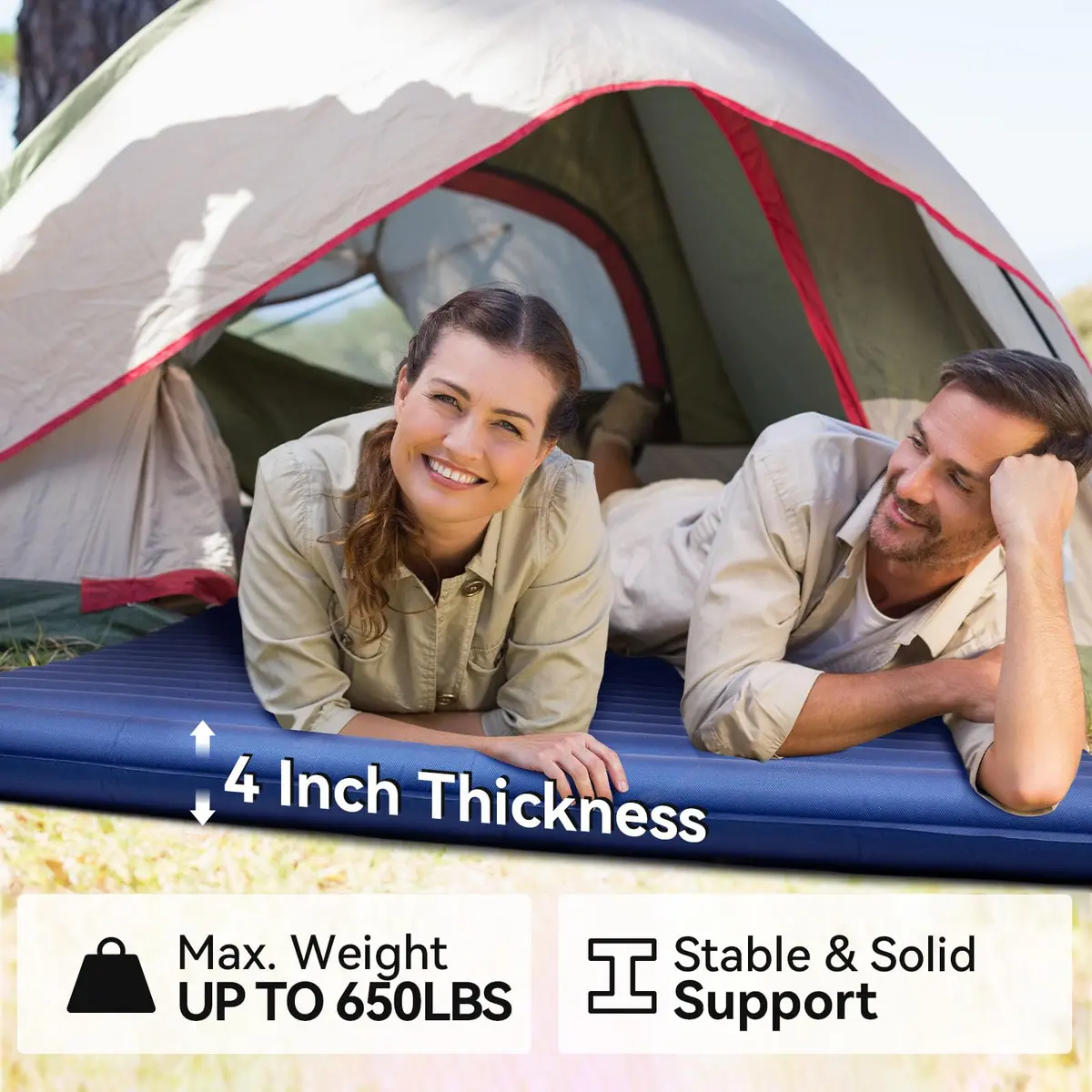 Hikenture Double Sleeping Pad, 4-in Thick Camping Mattress | Bed-like Comfort for 2 in India - view 8