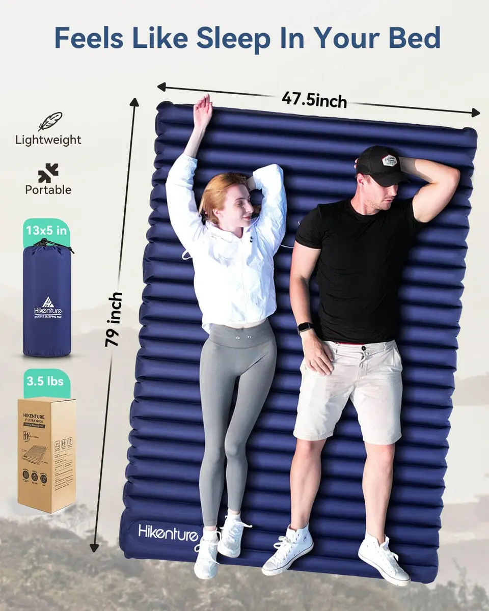 Hikenture Double Sleeping Pad, 4-in Thick Camping Mattress | Bed-like Comfort for 2 in India - view 2