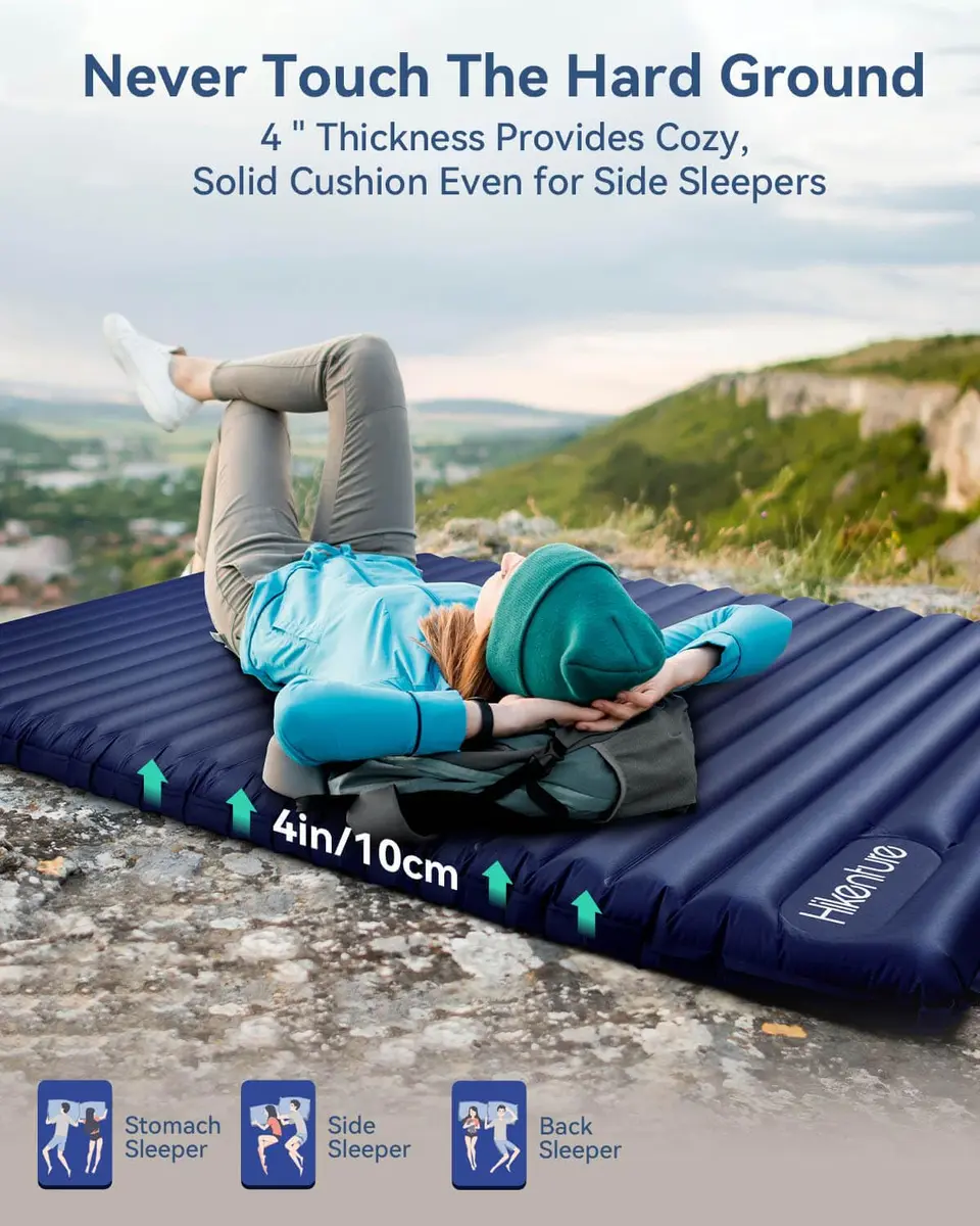 Hikenture Double Sleeping Pad, 4-in Thick Camping Mattress | Bed-like Comfort for 2 in India - view 3
