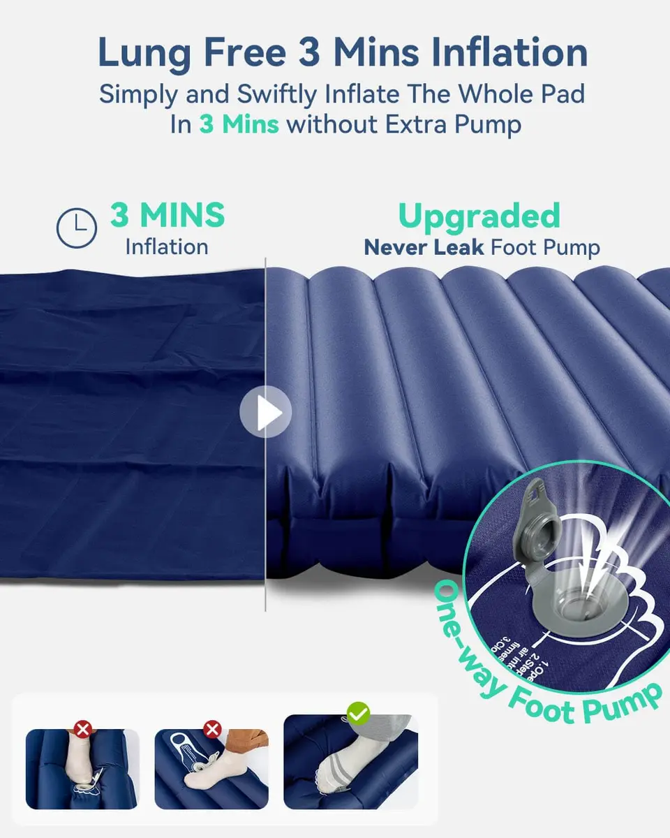 Hikenture Double Sleeping Pad, 4-in Thick Camping Mattress | Bed-like Comfort for 2 in India - view 4