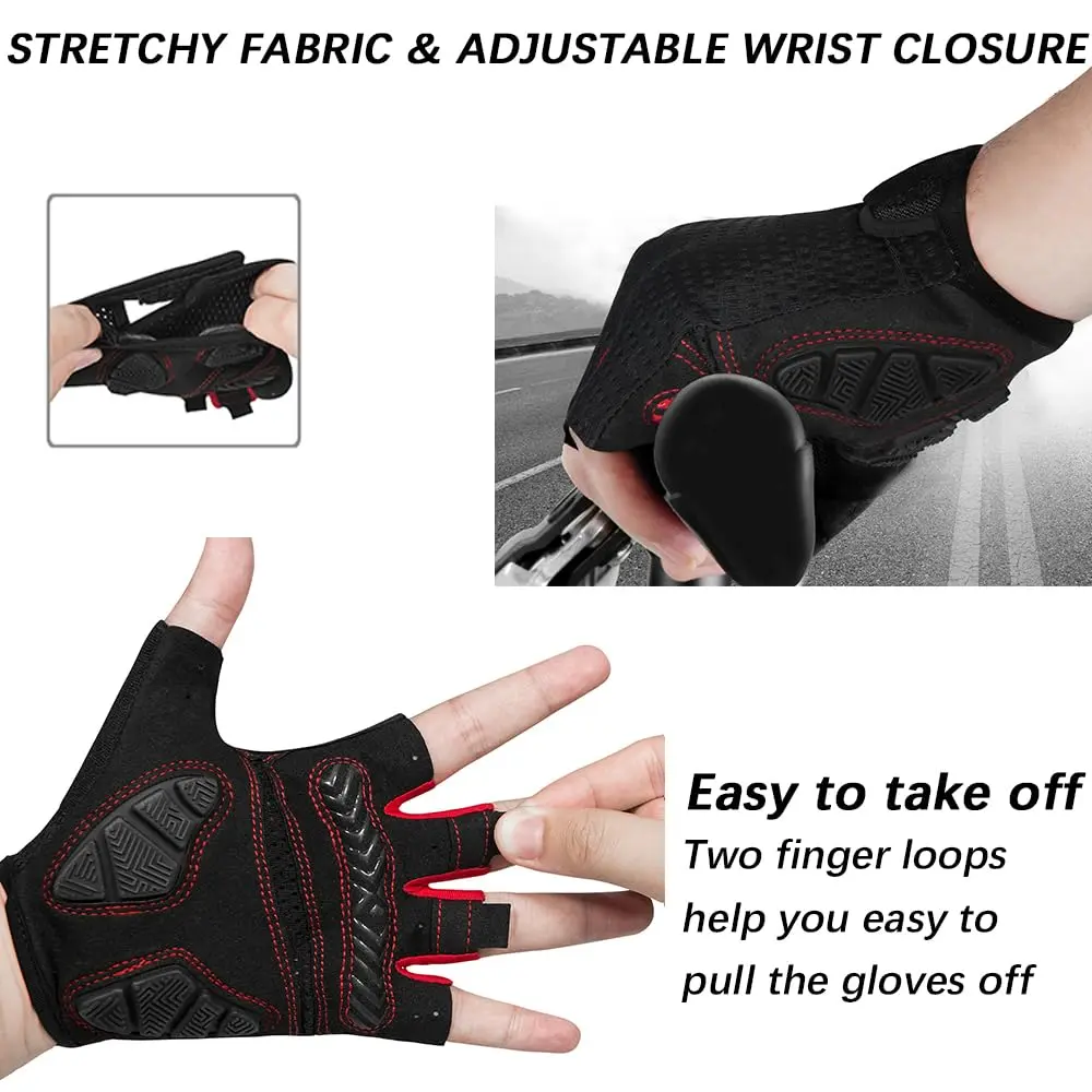 MOREOK Cycling Gloves Bicycle Road Bike Gloves, Half Finger -098 B-XXL | Breathable, Shock-Absorbing & Comfortable Fit - view 4
