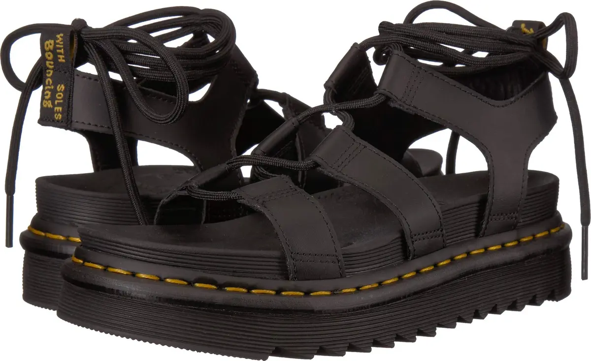 Dr. Martens Nartilla Gladiator Sandal 9 Women/8 Men | Ankle-Tie, Classic Docs DNA, Lightweight EVA Sole - main product image