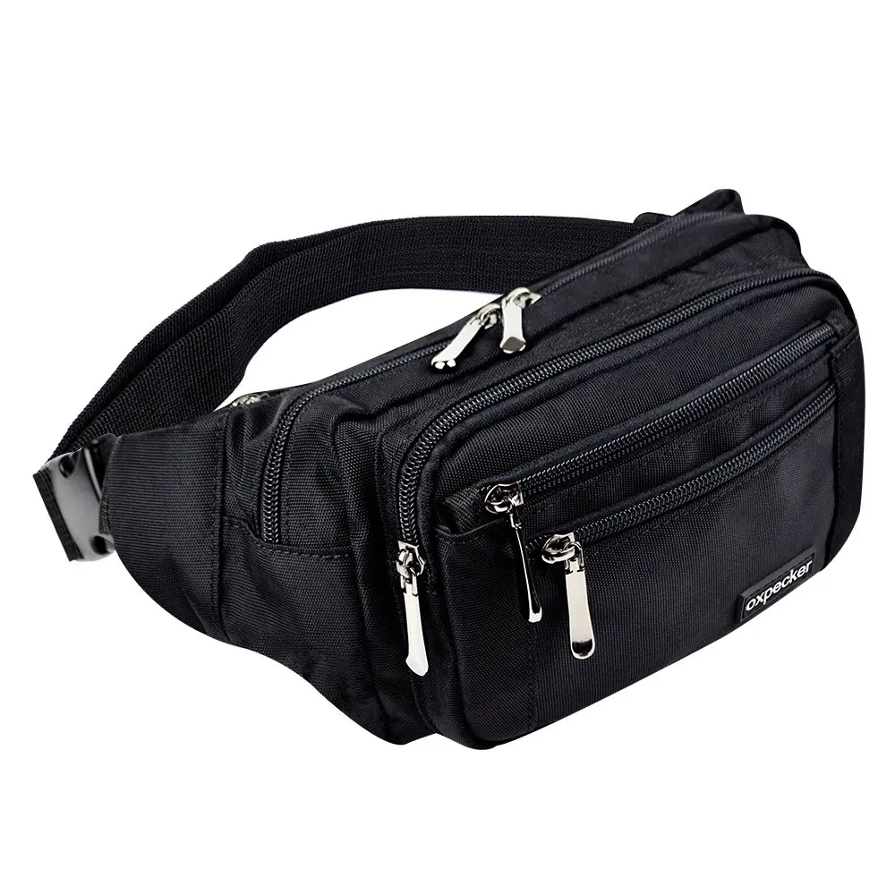 Oxpecker Waist Pack Bag Black 22.86cm (9in) | 5 Pockets, Waterproof, Adjustable Strap - main product image