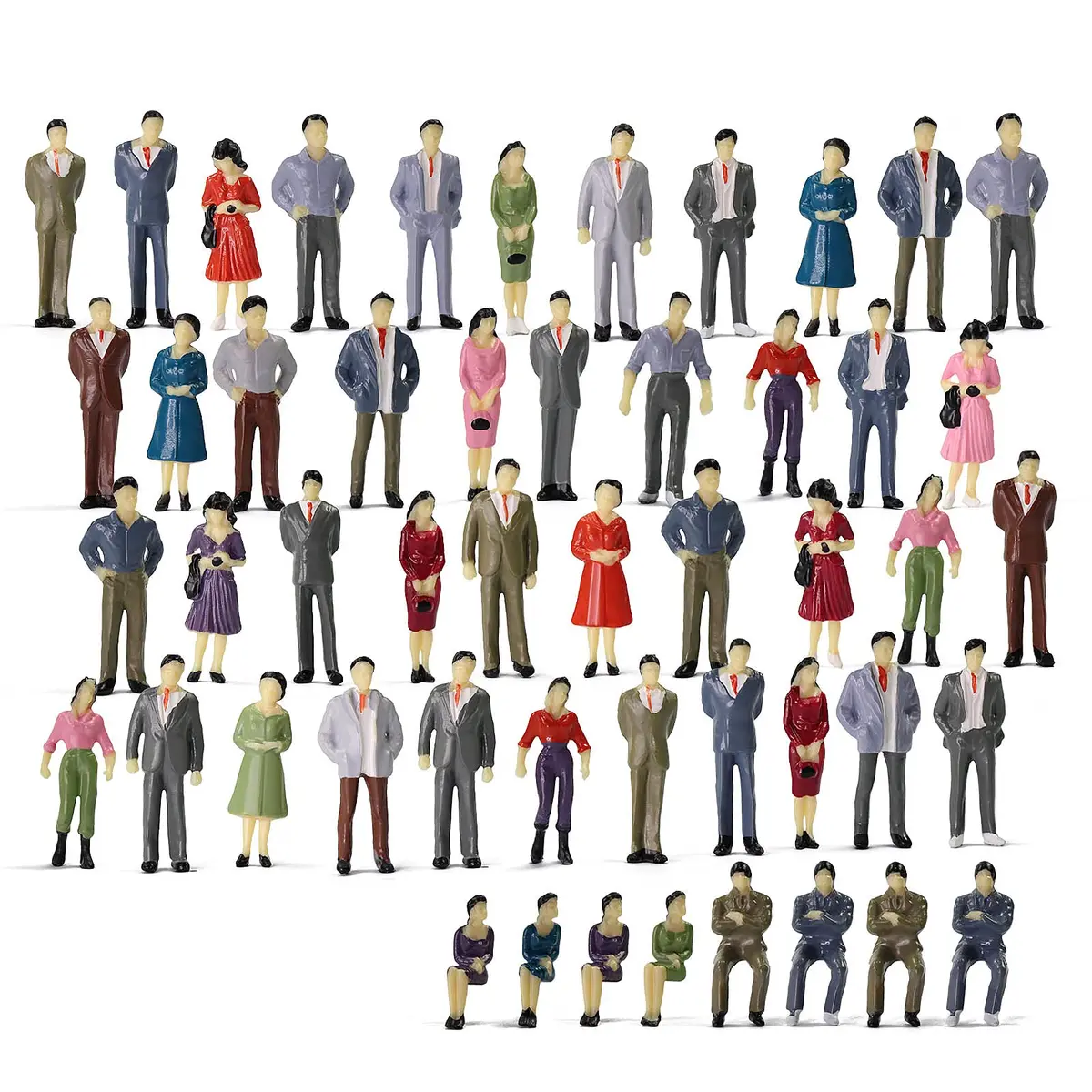 Evemodel P50 Model Trains Architectural Figures 50PCS | 1:50 O Scale Miniature People for Scenes - main product image