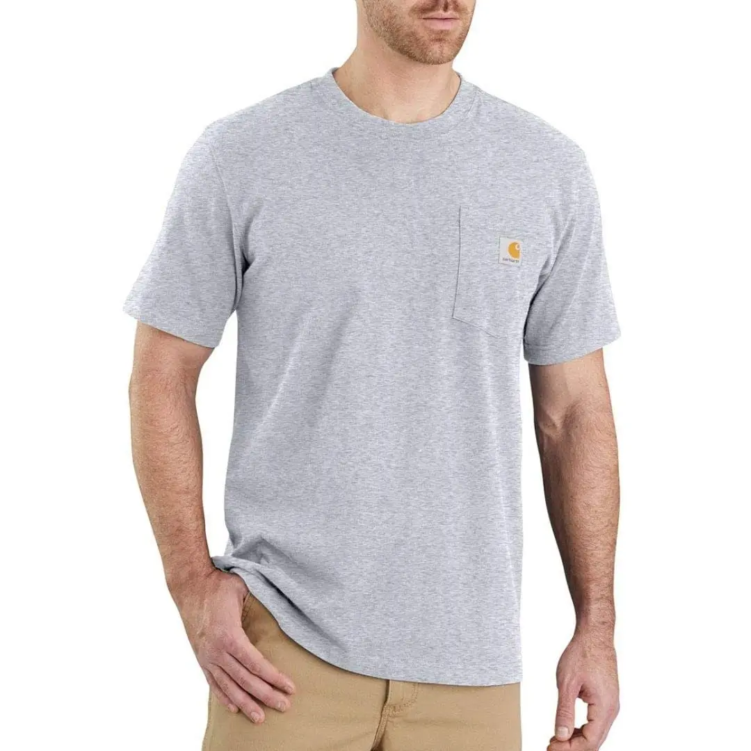 Carhartt Men's Dearborn Relaxed Pocket T-Shirt Heather Gray Large | Heavyweight Cotton Workwear Tee - main product image