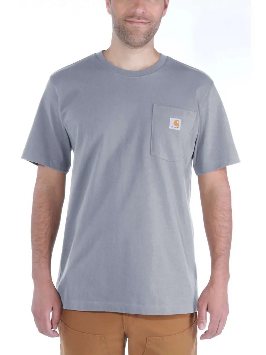 Carhartt Men's Dearborn Relaxed Pocket T-Shirt Heather Gray Large | Heavyweight Cotton Workwear Tee - view 2