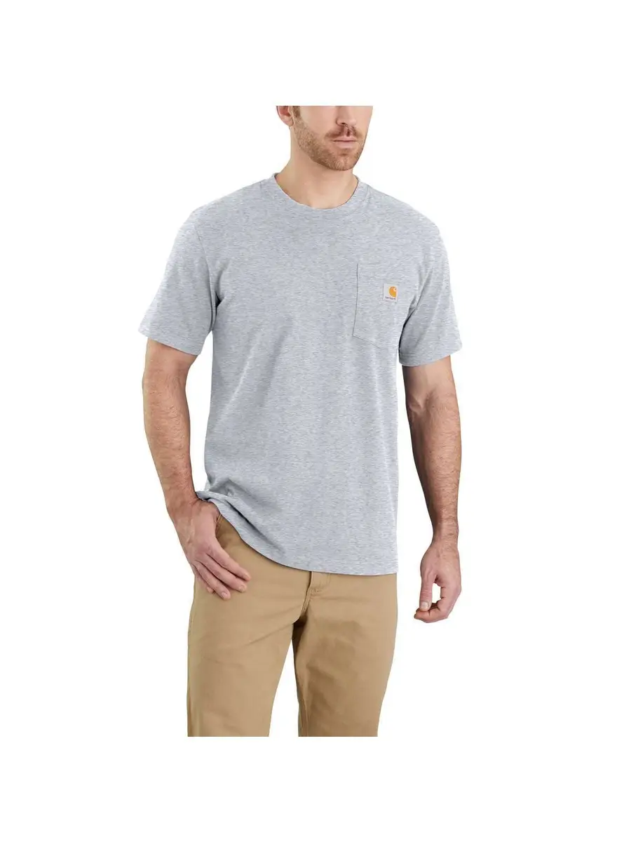 Carhartt Men's Dearborn Relaxed Pocket T-Shirt Heather Gray Large | Heavyweight Cotton Workwear Tee - view 3