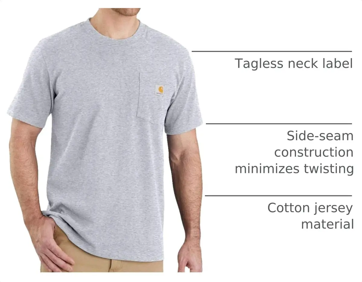 Carhartt Men's Dearborn Relaxed Pocket T-Shirt Heather Gray Large | Heavyweight Cotton Workwear Tee - view 4