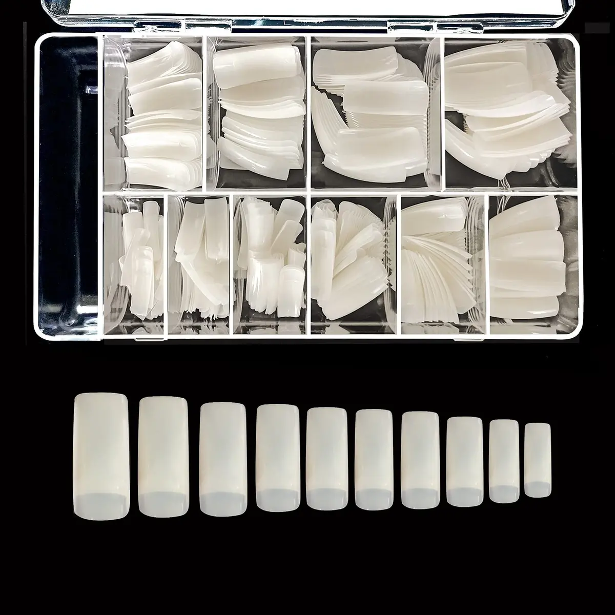 beYou Natural Cosmo 500 False Nail Tips | Durable, Seamless & Easy to Use (500 Piece Assortment) - main product image