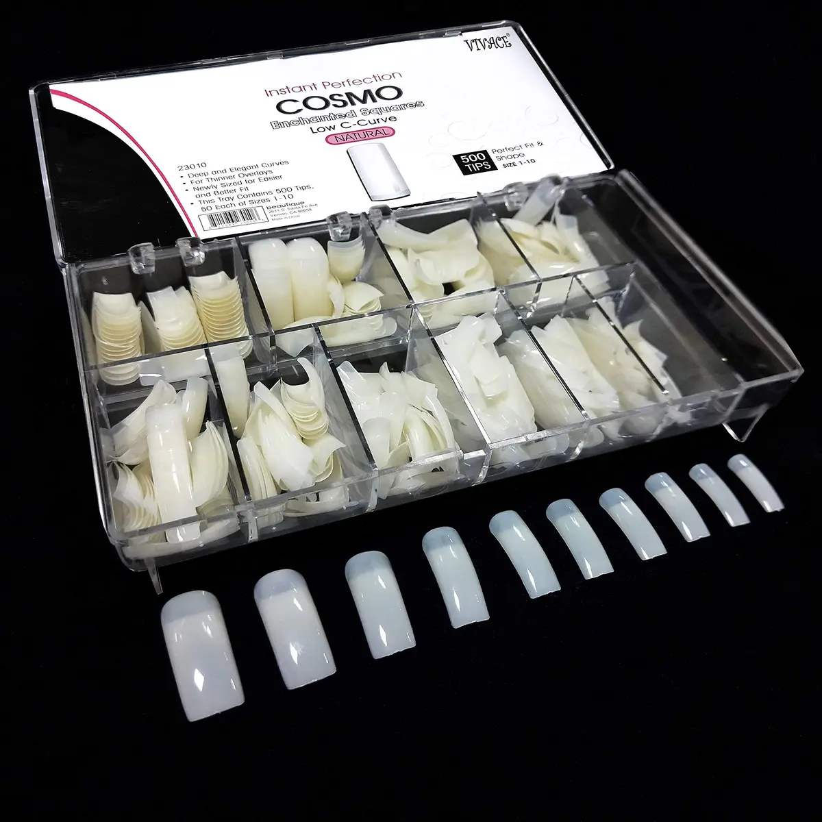 beYou Natural Cosmo 500 False Nail Tips | Durable, Seamless & Easy to Use (500 Piece Assortment) - view 2