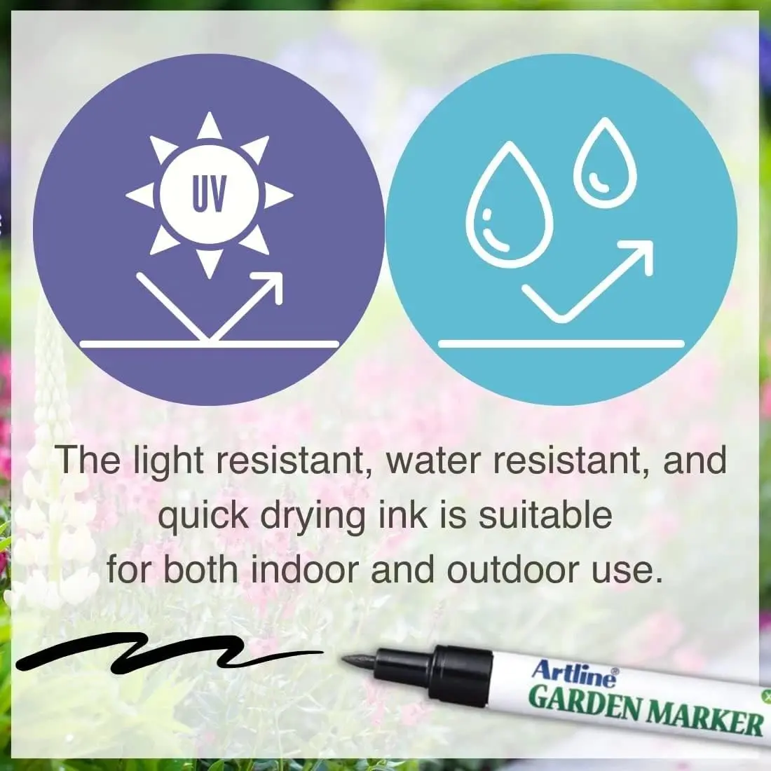 Artline Garden Marker Water Resistant Quick Dry Ink 4 Markers | Perfect for Outdoor Use - view 5