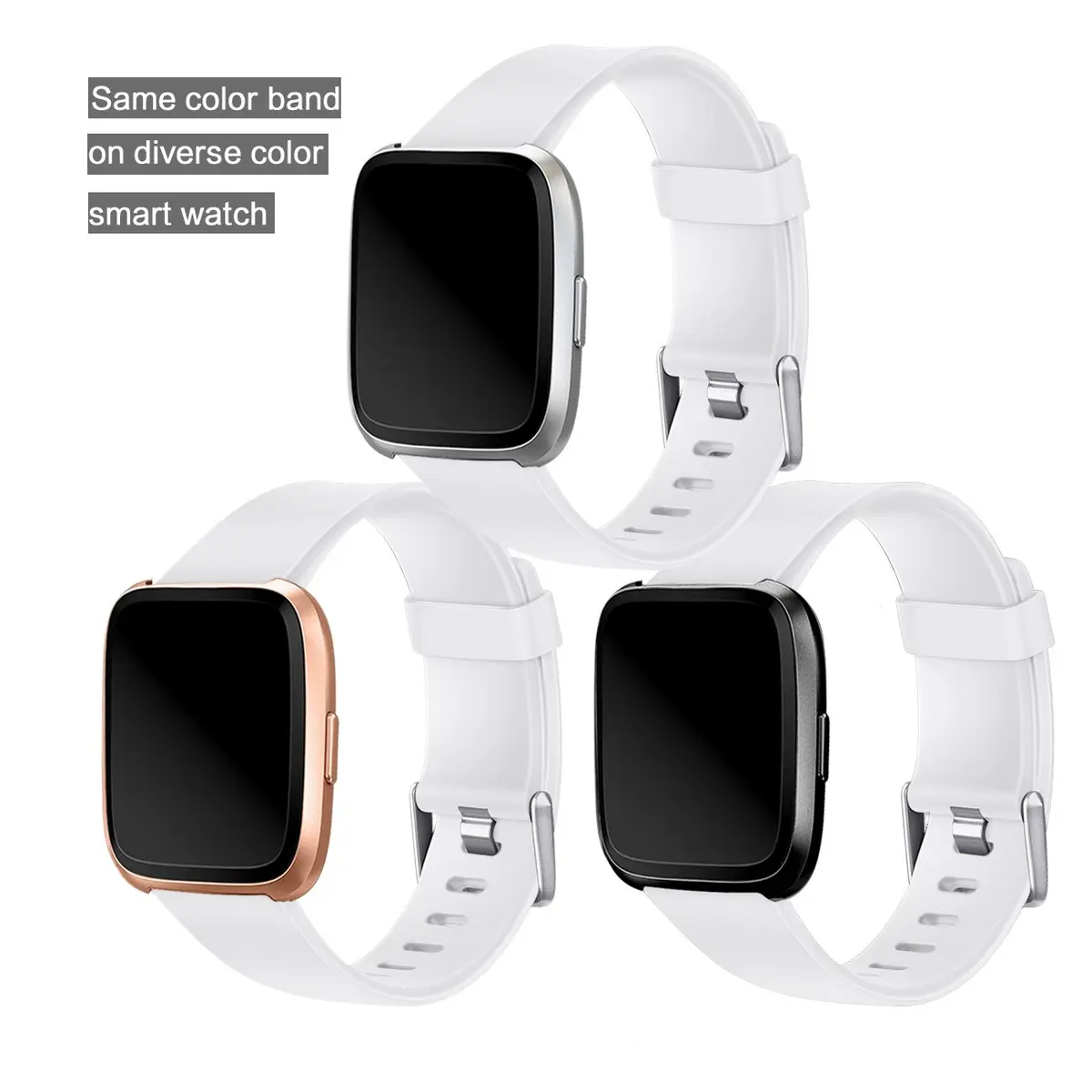Wepro Sport Bands for Fitbit Versa 2, Versa Lite, Versa — Small 140mm (5.5"-7.2") White | Adjustable, Sweat-Resistant Elastomer Strap - view 9