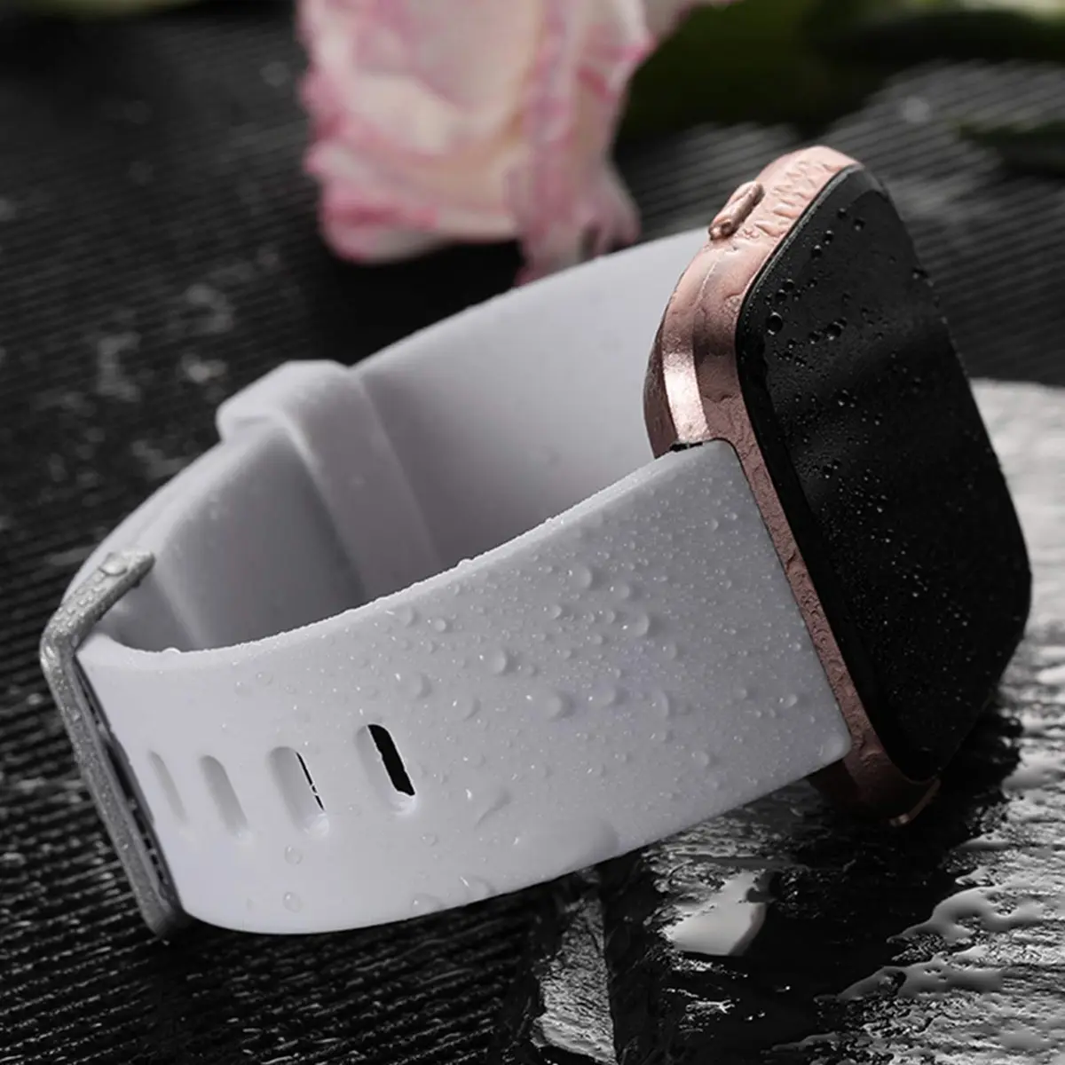 Wepro Sport Bands for Fitbit Versa 2, Versa Lite, Versa — Small 140mm (5.5"-7.2") White | Adjustable, Sweat-Resistant Elastomer Strap - view 2