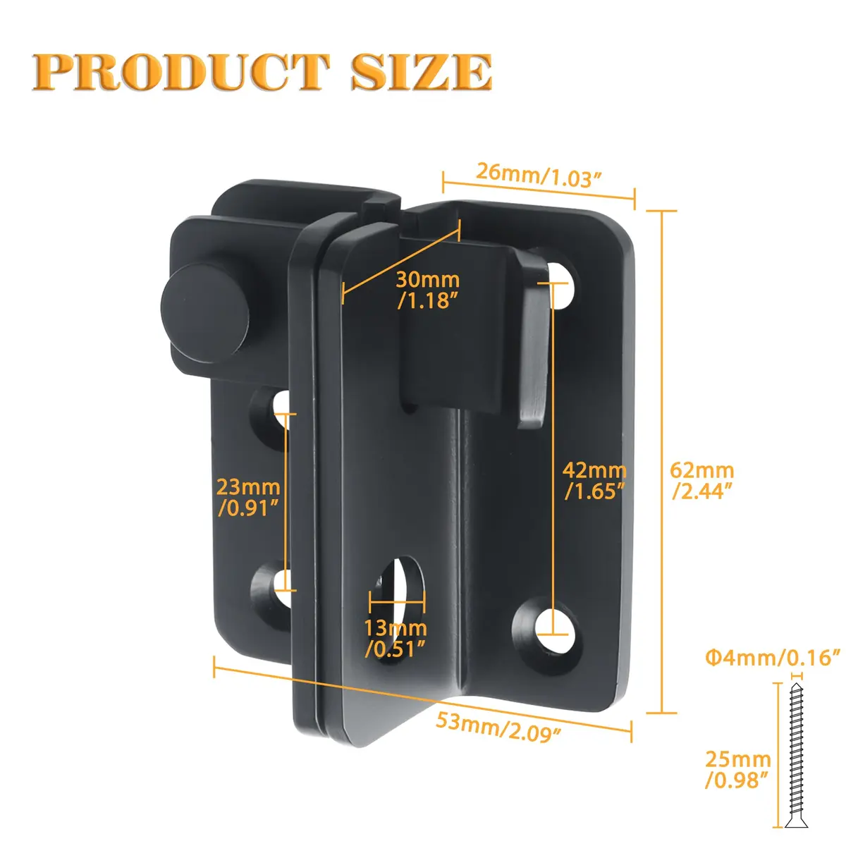 Alise Black Flip Latch Gate Latch, Shed Door Lock, Barn Door Lock, L-Size | Heavy Duty Stainless Steel - view 2