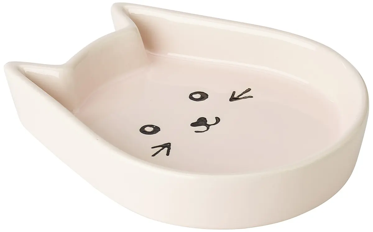 Nobby Cats Kitty Face Ceramic Bowl – Pink | Cute Cat Face Design, 13x16x3cm, Non-Slip - main product image