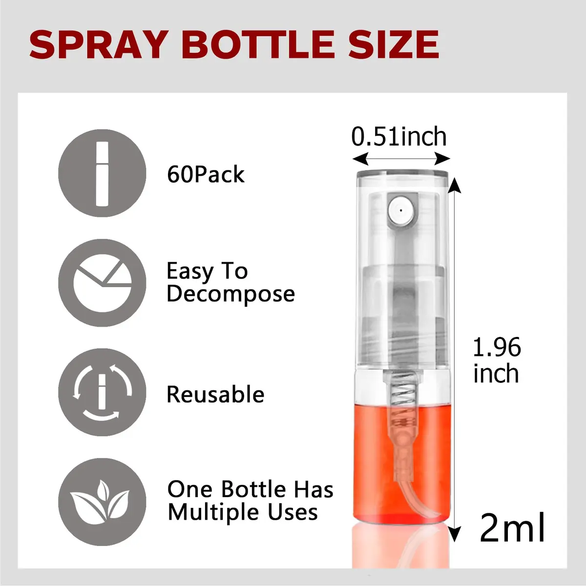 Csdtylh Mini Spray Bottle 2ml | Refillable Glass Atomizer for Perfume & Essential Oils - view 2