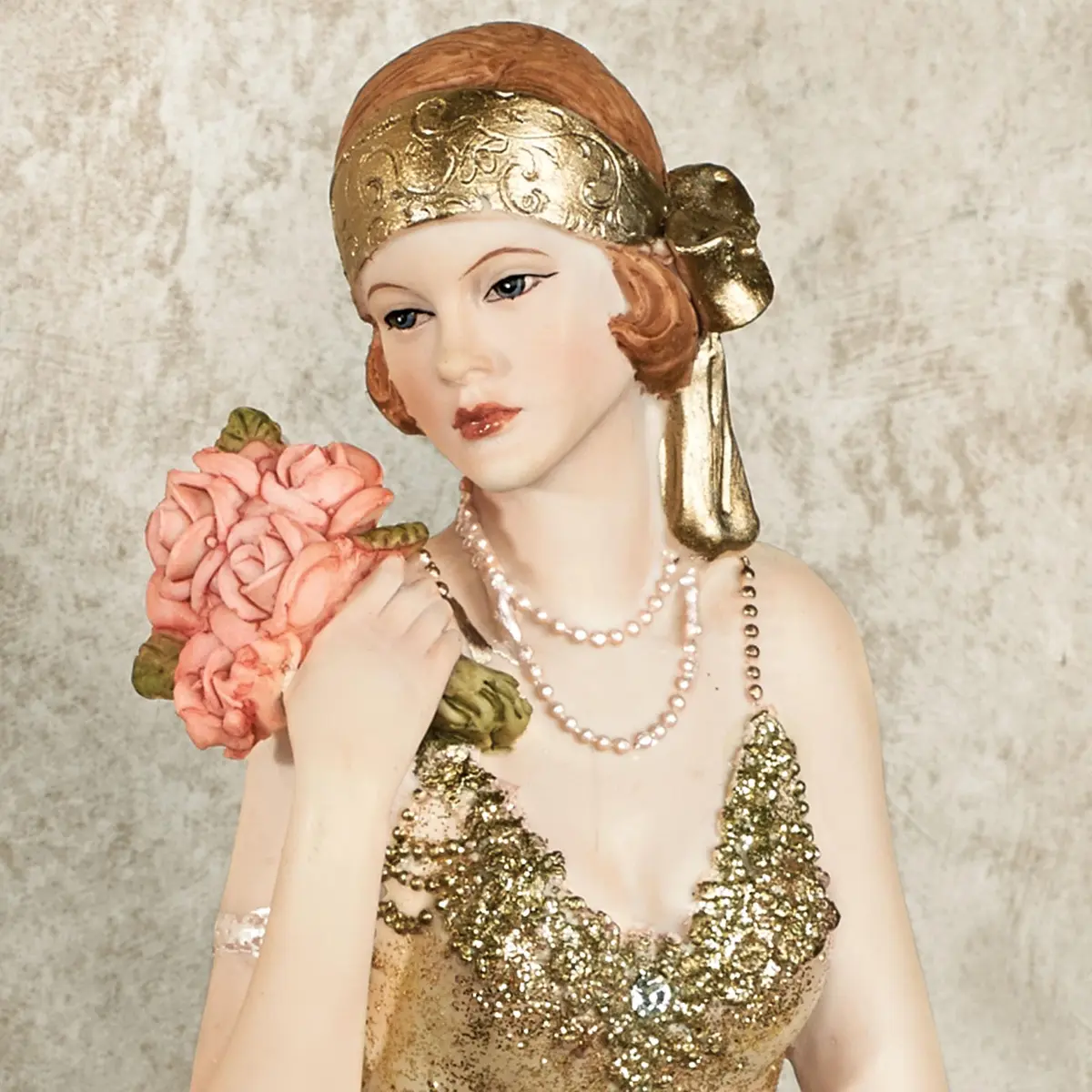 Touch of Class Poised with Style Shelf Sitter - Resin - Glitter - Gold, Blush - Daydreaming Woman - Sitting Lady for Bedroom, Living Room, Desk, Book Shelf, Mantel, Den, Office - view 4
