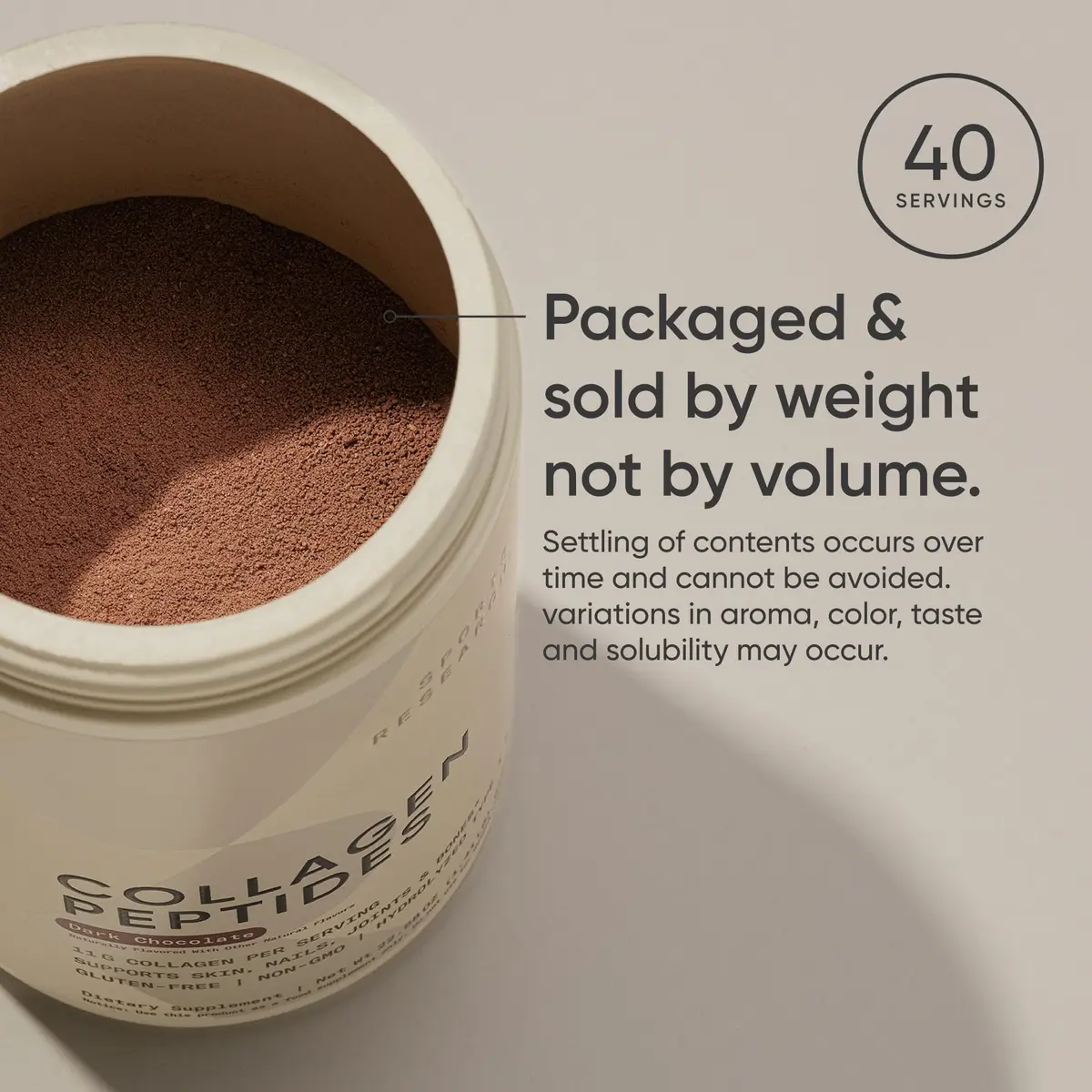 Sports Research Collagen Peptides Protein Powder, Dark Chocolate | 11g Type I & III Collagen, 18 Amino Acids, Hydrolyzed, 1.41lb - view 6