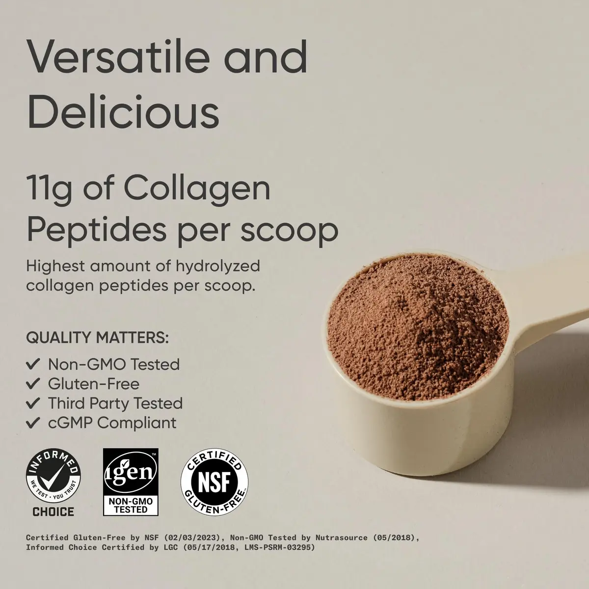 Sports Research Collagen Peptides Protein Powder, Dark Chocolate | 11g Type I & III Collagen, 18 Amino Acids, Hydrolyzed, 1.41lb - view 2