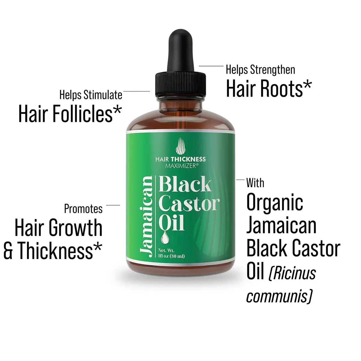 Hair Thickness Maximizer Organic Jamaican Black Castor Oil for Hair Growth 30ml (1 Fl Oz) | Vegan, Cruelty-Free Scalp Treatment - view 2