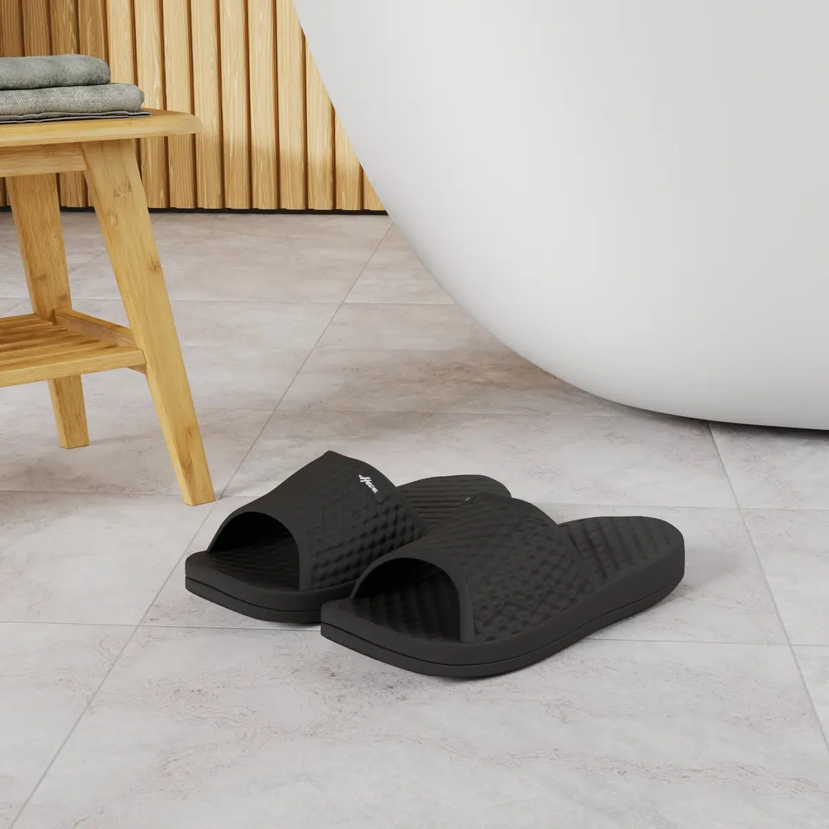 FUNKYMONKEY Men's Shower Slides, Lightweight EVA Slippers, Black, 10 | Open Toe, Non Slip, Casual Comfort - view 2