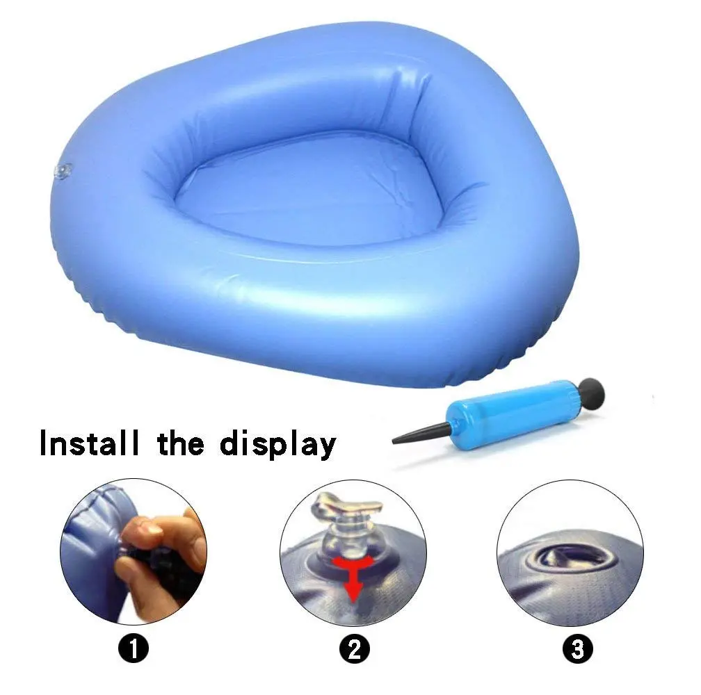 KIKIGOAL Blue Inflatable Bed Pan for Elderly & Paralyzed | Washable & Portable - view 3