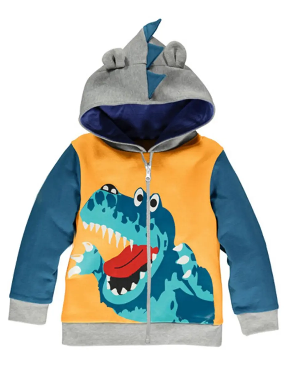 LitBud Boys Jacket for Kids 4-5 Years Yellow | Cartoon Dinosaur Hoodie Spring Animal - main product image