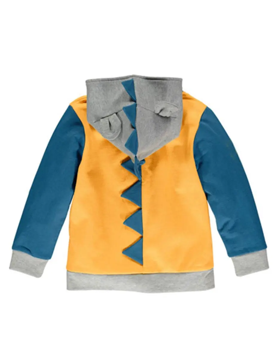 LitBud Boys Jacket for Kids 4-5 Years Yellow | Cartoon Dinosaur Hoodie Spring Animal - view 3