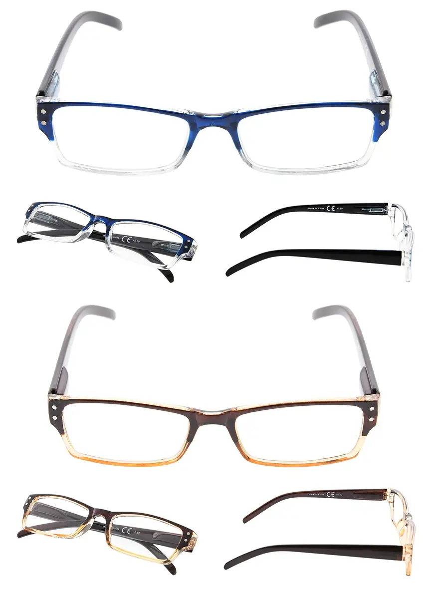 LUR Reading Glasses 4-pack Include Sunshine Readers for Men | Classic Fashion Frames with Spring Hinges - view 5