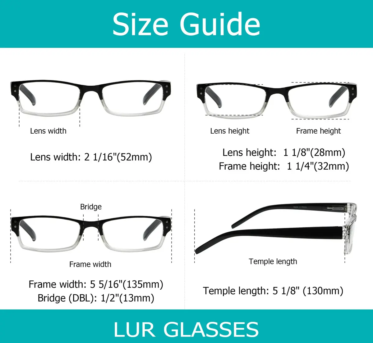 LUR Reading Glasses 4 Pack Include Sun Readers | Classic Fashion Frames for Men & Women - view 6