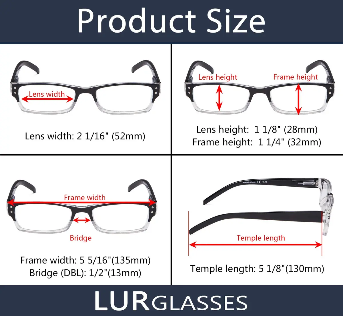 LUR Reading Glasses 4 Pack Include Sun Readers | Classic Fashion Frames for Men & Women - view 7