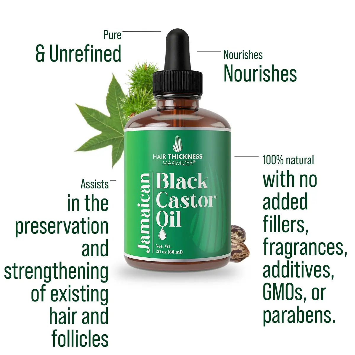 Hair Thickness Maximizer Jamaican Black Castor Oil for Hair Growth 59 ml (2 Fl Oz) | Stimulates Follicles for Thicker, Fuller Hair - view 2