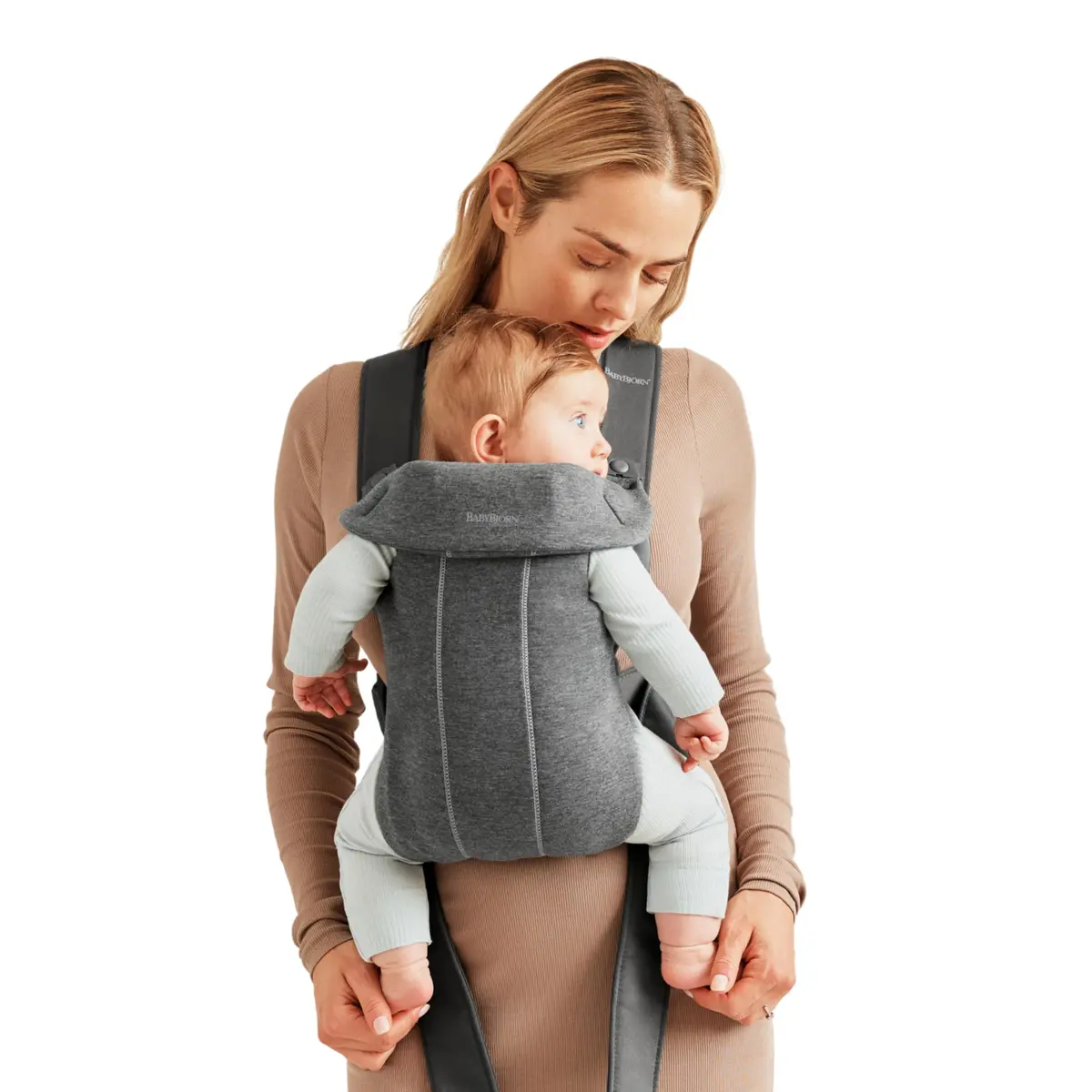 BabyBjörn Baby Carrier Mini, Dark Gray, 3D Jersey | Ergonomic Infant Carrier for Newborns - main product image