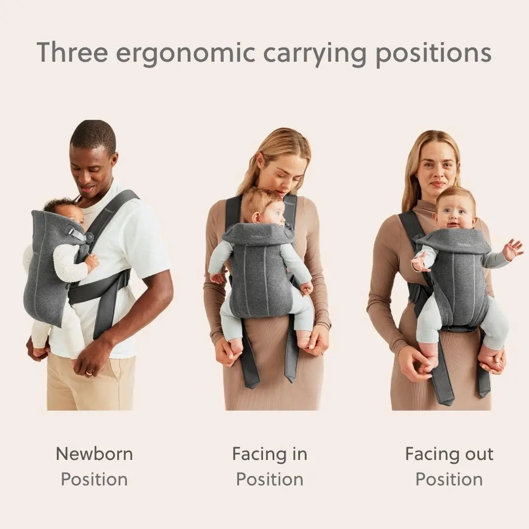 BabyBjörn Baby Carrier Mini, Dark Gray, 3D Jersey | Ergonomic Infant Carrier for Newborns - view 3