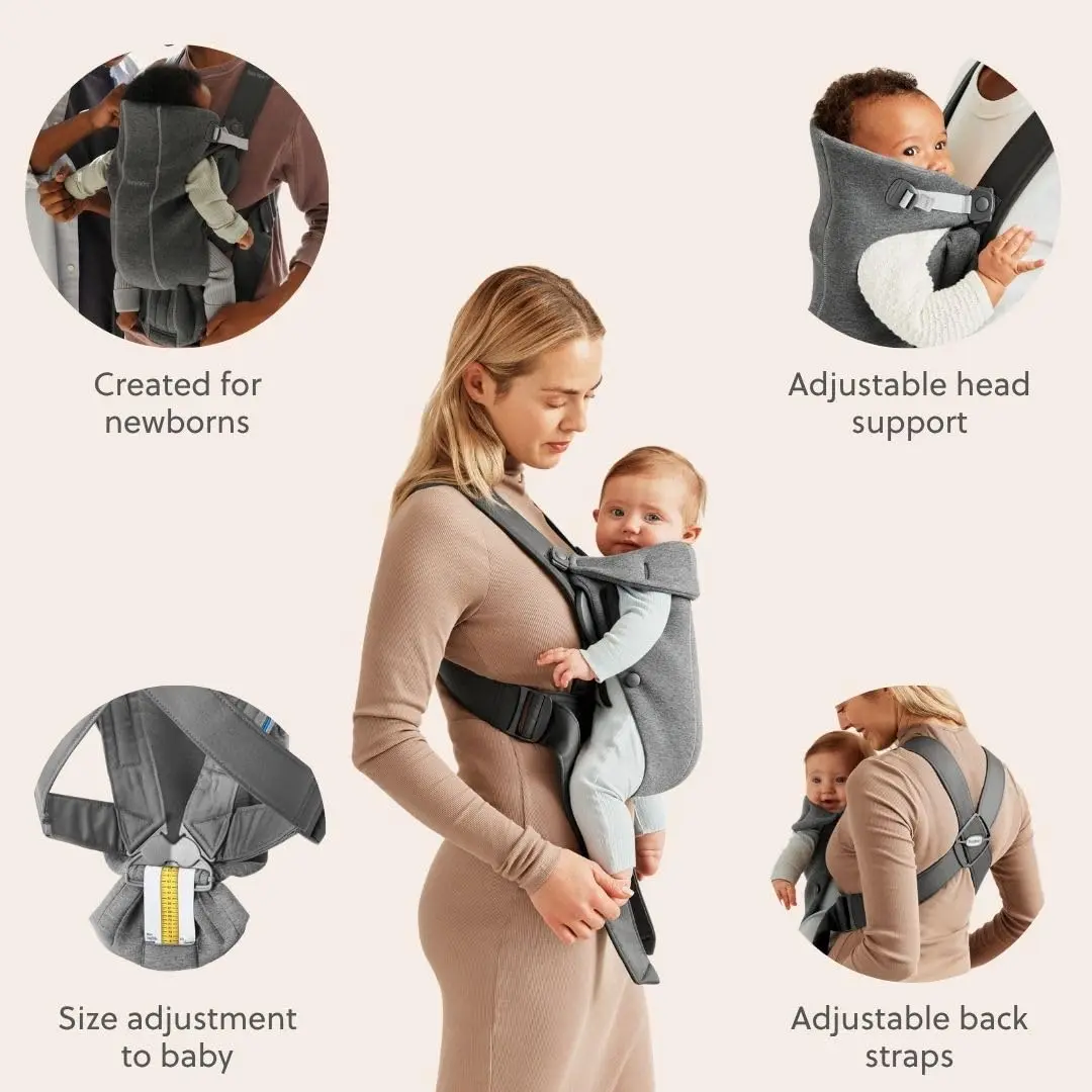 BabyBjörn Baby Carrier Mini, Dark Gray, 3D Jersey | Ergonomic Infant Carrier for Newborns - view 4