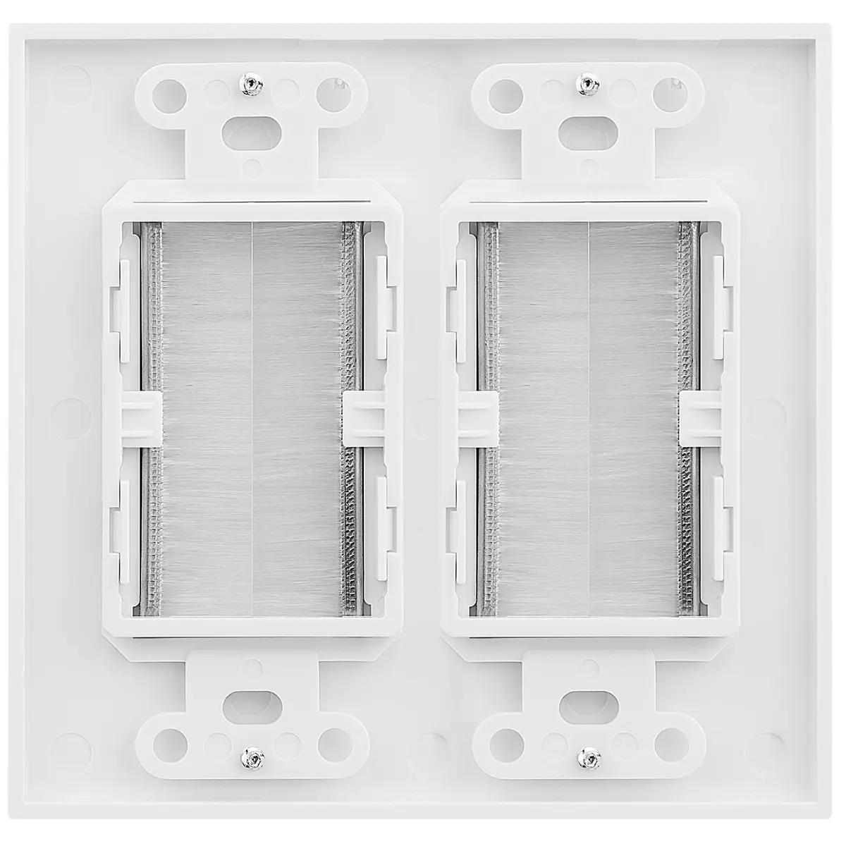 Fosmon 2-Gang Wall Plate, Brush Style Opening Passthrough Low Voltage Cable Plate in-Wall Installation for Speaker Wires, Coaxial, HDMI, Network - 3 PACK - view 2