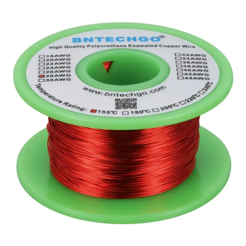 BNTECHGO 28 AWG Magnet Wire 4 oz (121.92 m) Red Enameled Copper Wire | High Quality Copper Wire for Transformers and Coils - main product image