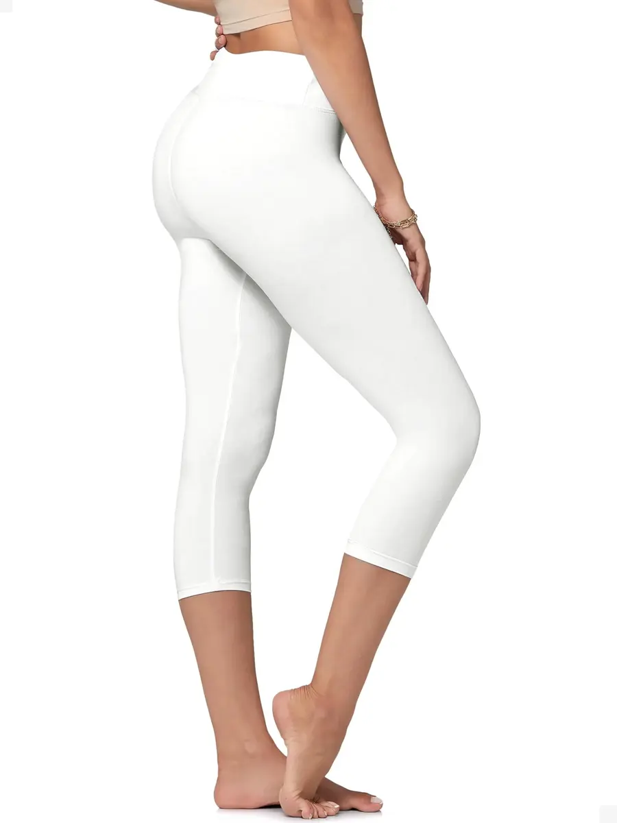 Conceited High Waisted White Capri Leggings | Ultra Soft, Supportive & Breathable (70-120 chars) - main product image
