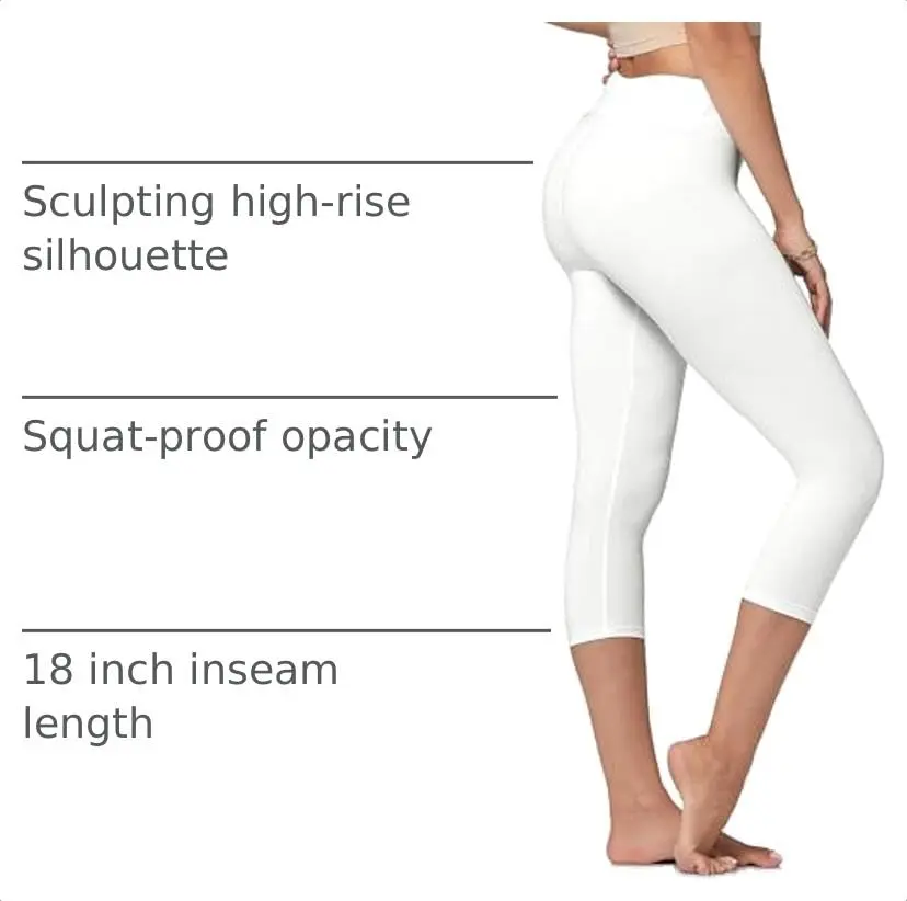 Conceited High Waisted White Capri Leggings | Ultra Soft, Supportive & Breathable (70-120 chars) - view 5