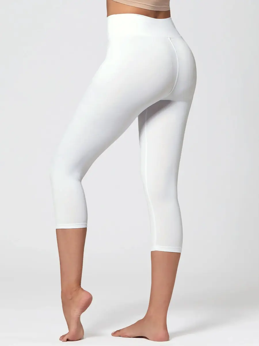 Conceited High Waisted White Capri Leggings | Ultra Soft, Supportive & Breathable (70-120 chars) - view 8