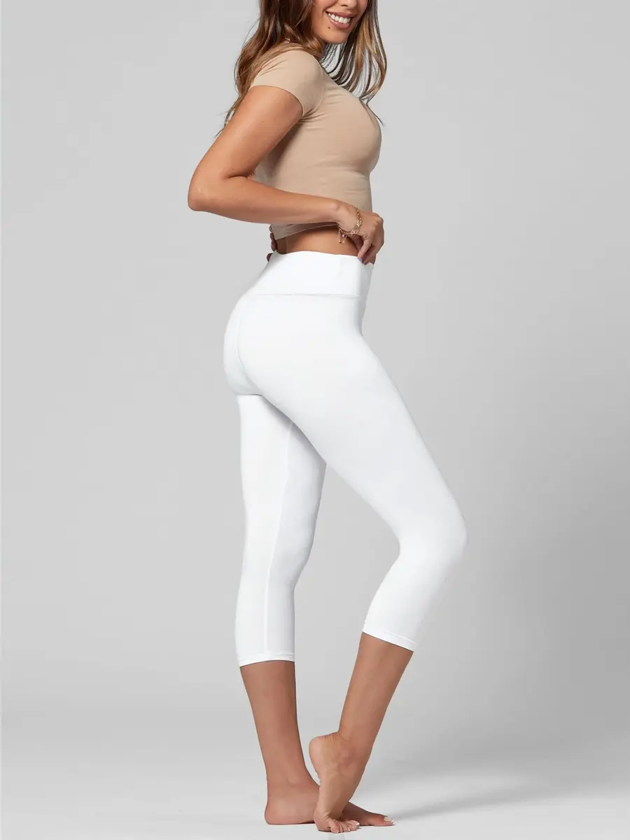 Conceited High Waisted White Capri Leggings | Ultra Soft, Supportive & Breathable (70-120 chars) - view 2