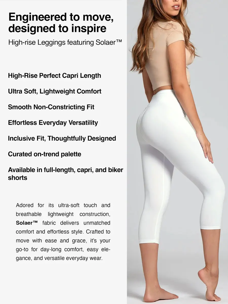 Conceited High Waisted White Capri Leggings | Ultra Soft, Supportive & Breathable (70-120 chars) - view 3