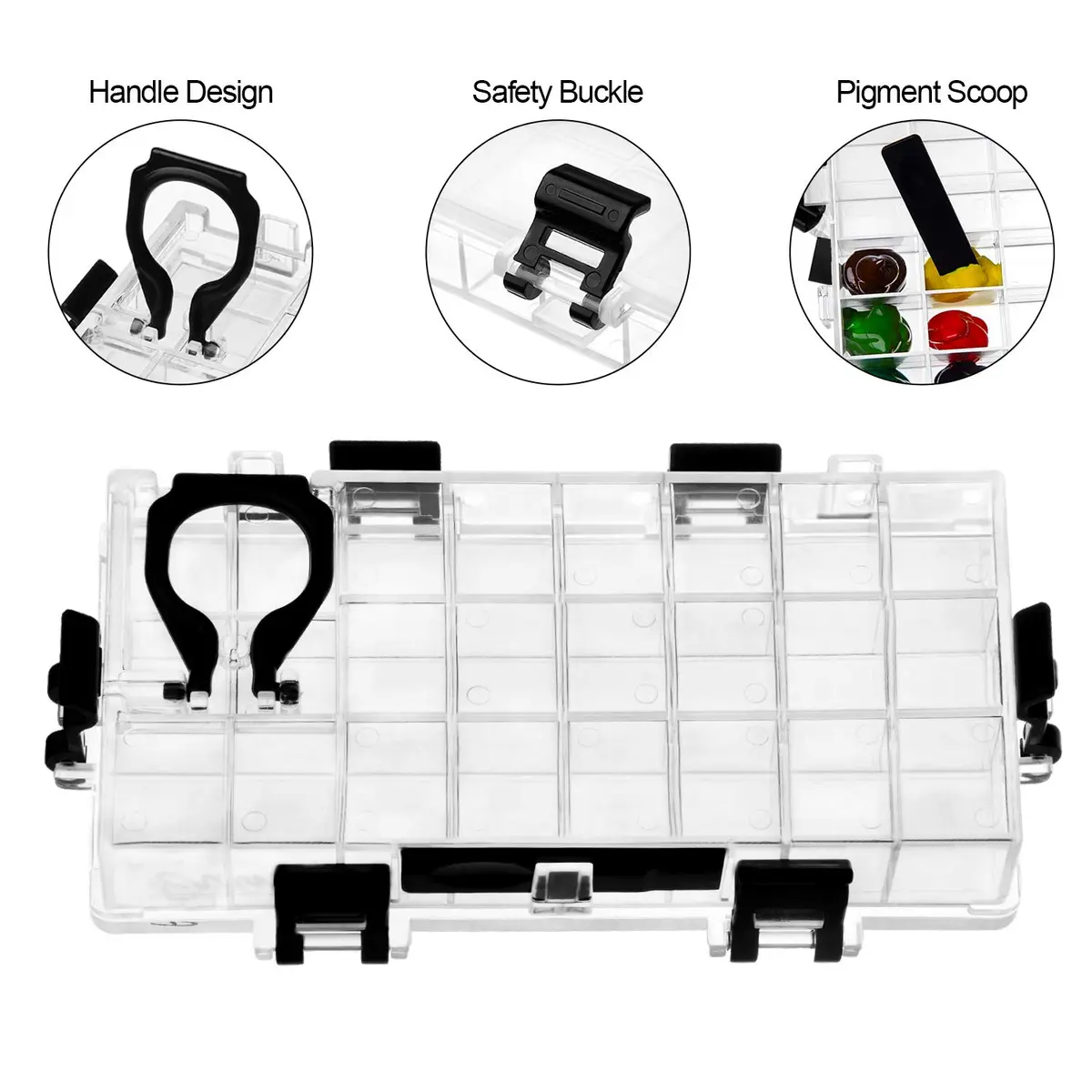 joybest Watercolor Palette Box 24-Well | Airtight Leak Proof Travel Case for Watercolors, Acrylic, Gouache & Oil Paint (6.41x3.26x0.86 in) - view 2