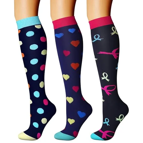 CHARMKING Compression Socks for Women & Men (3 Pairs, L/XL, Multi 08) | Circulation Support for Athletes & Travel - main product image