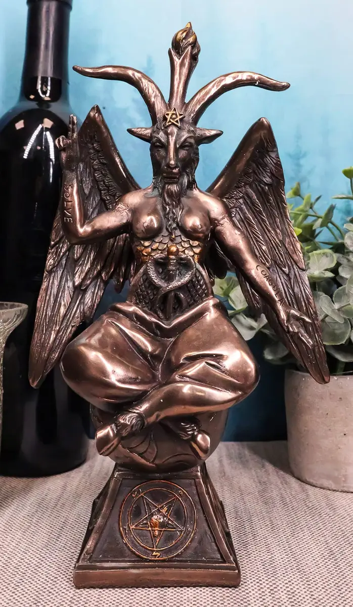 Ebros Gift Sabbatic Goat Baphomet Statue 23.5 cm (9.25" Tall) Bronze Patina | Alchemical Process Idol Figurine - main product image