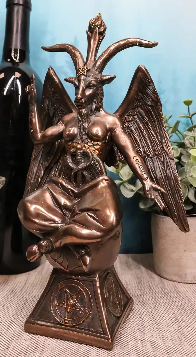 Ebros Gift Sabbatic Goat Baphomet Statue 23.5 cm (9.25" Tall) Bronze Patina | Alchemical Process Idol Figurine - view 7