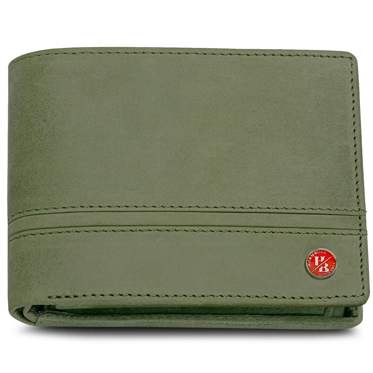 HORNBULL Denial Leather Wallet for Men | RFID Blocking Bi-Fold Wallet (Green) | 7 Card Slots, 2 Money Compartments, 1 Coin Pocket - main product image