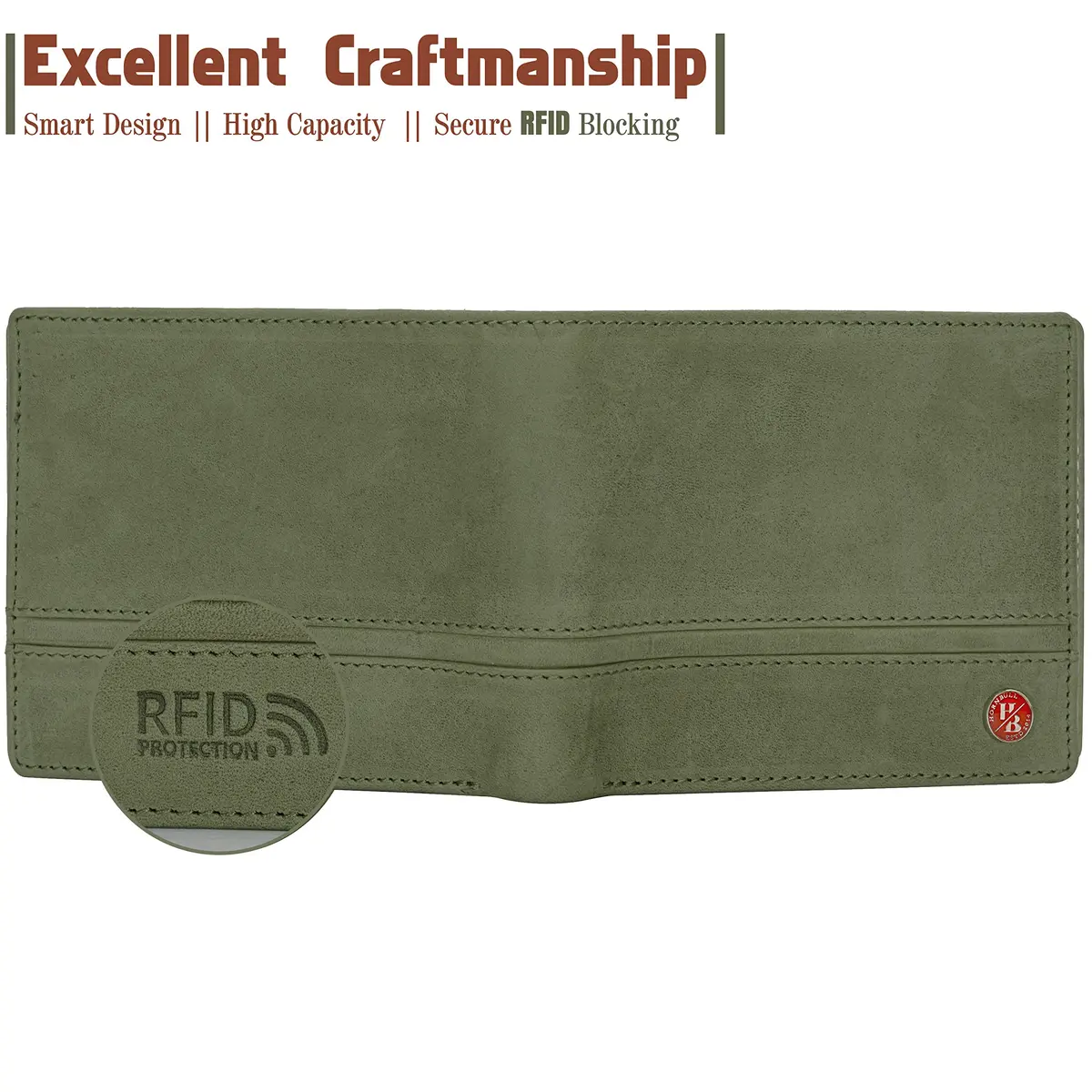 HORNBULL Denial Leather Wallet for Men | RFID Blocking Bi-Fold Wallet (Green) | 7 Card Slots, 2 Money Compartments, 1 Coin Pocket - view 11