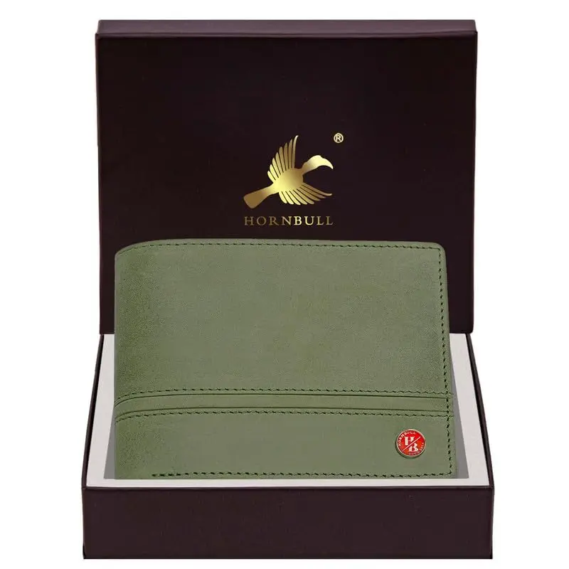 HORNBULL Denial Leather Wallet for Men | RFID Blocking Bi-Fold Wallet (Green) | 7 Card Slots, 2 Money Compartments, 1 Coin Pocket - view 3