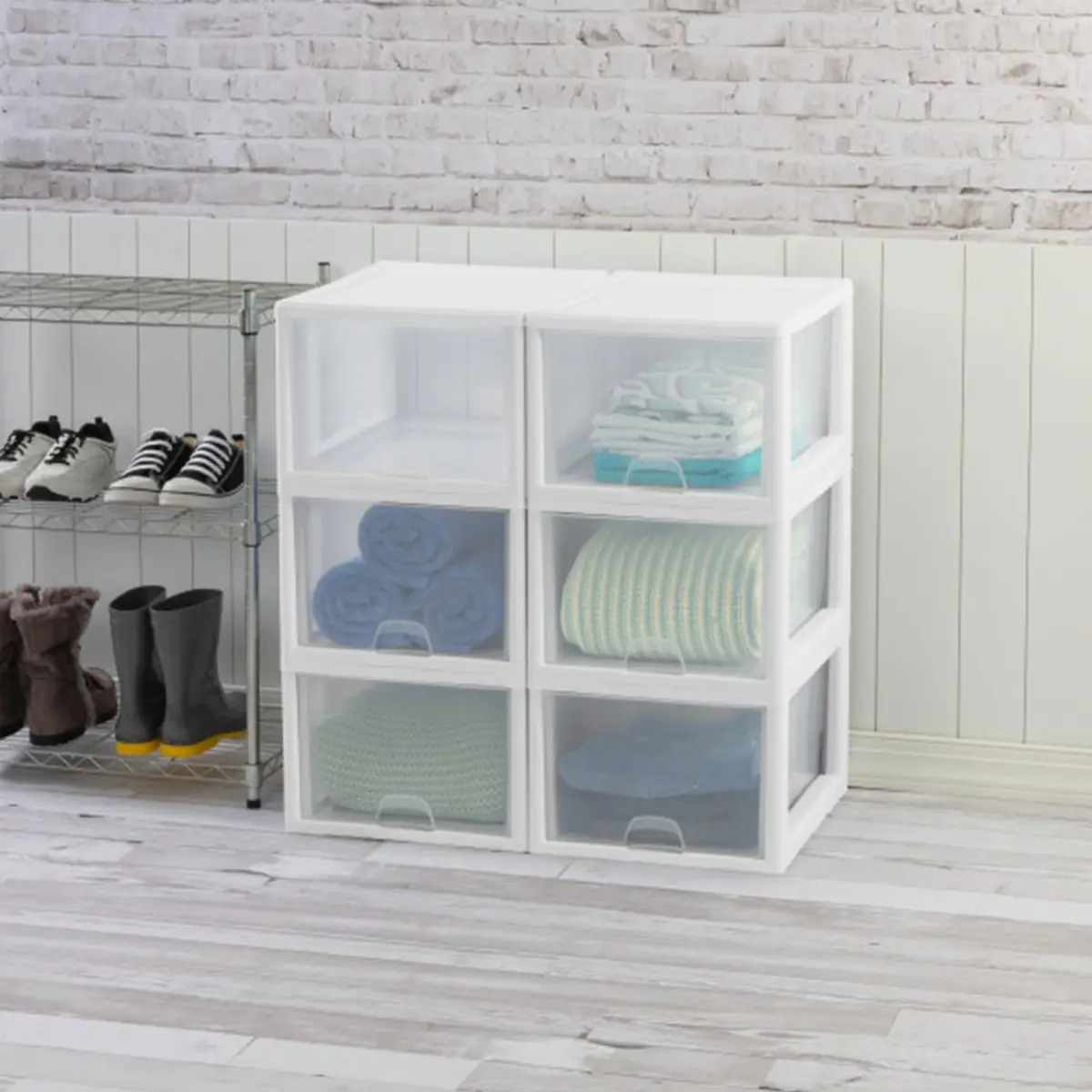 Sterilite 27 Quart Stacking Drawer Storage Organizer (8-Pack, Clear Frame) | Modular & Stackable for Home & Office - view 8